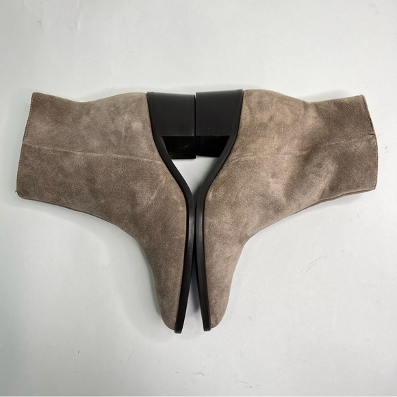 Lorenzo Dei Italian Leather Greige Taupe Suede Pointed Toe Ankle Booties Boots - Picture 7 of 13